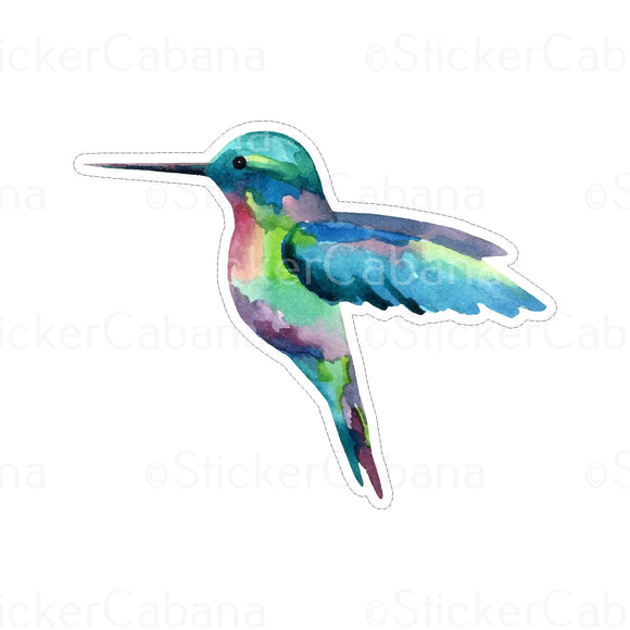 Sticker (Large & Small Options): Watercolor Hummingbird