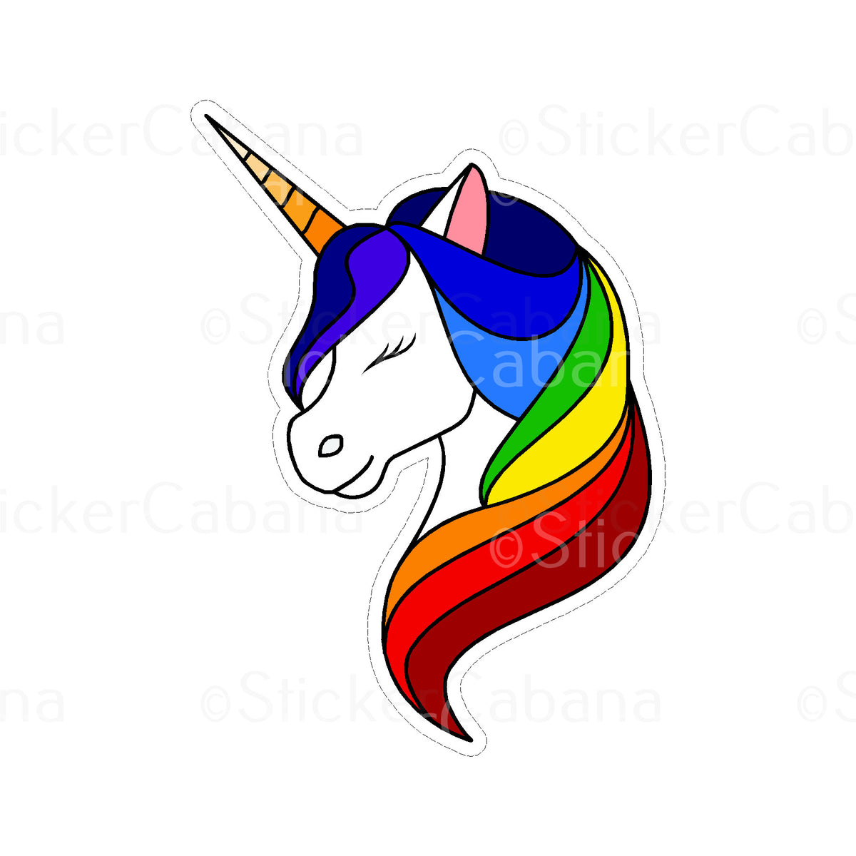 Rainbow unicorn horn swirl in teal, blue, purple, pink, peach, orange,  yellow, green Sticker for Sale by SierraDynamic