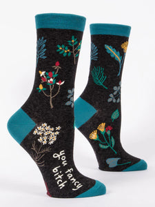 Blue Q "You Fancy Bitch" - Women's Grey Crew Socks