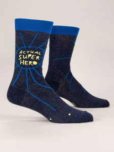 Blue Q "Actual Super Hero" - Men's Blue Socks