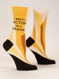 Blue Q "Best Actor In A Drama" - Women's Yellow Crew Socks