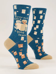 Blue Q "Turns Out We're a Good Team - Women's Blue Crew Socks