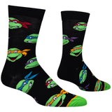 Retro Turtle Heads -  Men's Black Crew Socks
