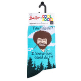 "You Can Do It" Bob Ross  - Women's Blue Graphic Crew Socks