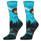 "You Can Do It" Bob Ross  - Women's Blue Graphic Crew Socks