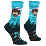 "You Can Do It" Bob Ross  - Women's Blue Graphic Crew Socks
