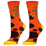 "Butter Chocolate Time" Peanut Reese's -  Women's Orange Crew Socks