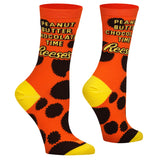 "Butter Chocolate Time" Peanut Reese's -  Women's Orange Crew Socks