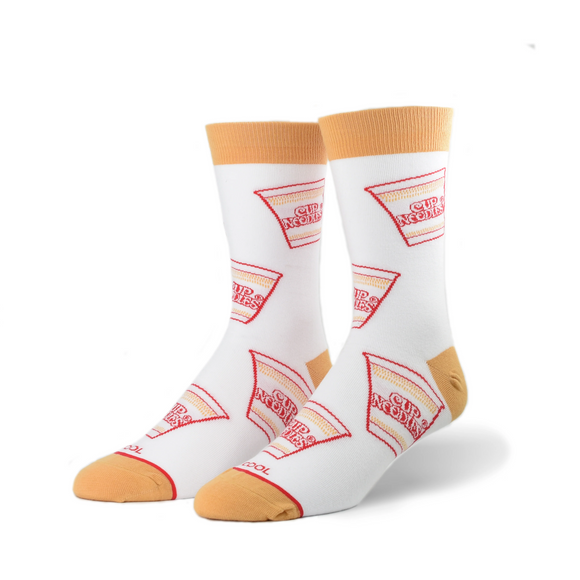 Cup Noodles All Over - Men's White Crew Socks
