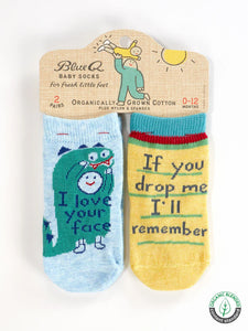 Blue Q "I Love Your Face/If You Drop Me I'll Remember" - Baby Socks