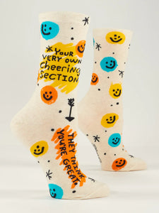 Blue Q "Your Very Own Cheering Section" - Women's Tan Crew Socks