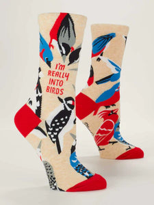 Blue Q "I'm Really Into Birds" - Women's Tan Crew Socks