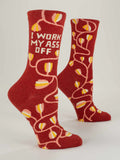 Blue Q "I Work My Ass Off" - Women's Red Crew Socks