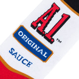 A1 Original Steak Sauce - Men's White/Red/Black Crew Socks