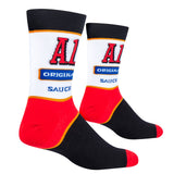 A1 Original Steak Sauce - Men's White/Red/Black Crew Socks