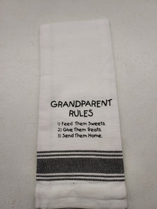 Wild Hare Kitchen Towel "GRANDPARENT RULES 1) Feed Them Sweets. 2) Give Them Treats. 3) Send Them Home."