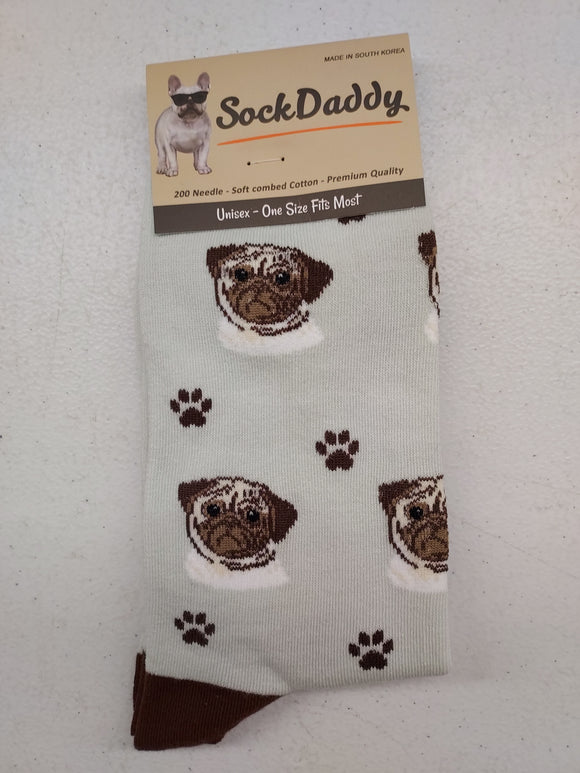 Sock Daddy Tan Pug - Faces (Unisex Socks)