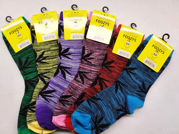 Foozys Marijuana Leaves On Heathered Background (Women's Socks)