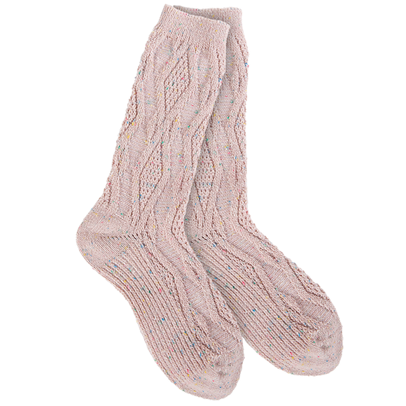 Weekend Cable Crew - Pink Confetti (Women's Socks)