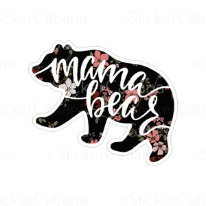 Sticker (Small): "Mama Bear" Floral Bear