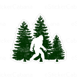 Sticker (Large & Small Options): Bigfoot In Front Of Trees