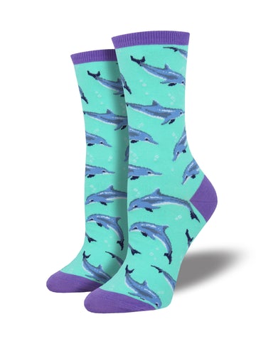Dolphinitely - Mint (Women's Socks)