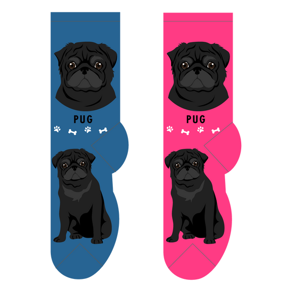 Foozys Canine Collection: Pug - Black (Unisex Socks)
