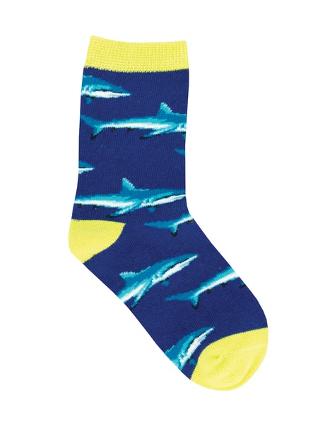 Shark School - Navy (Kids' Socks - 3 Sizes Available)