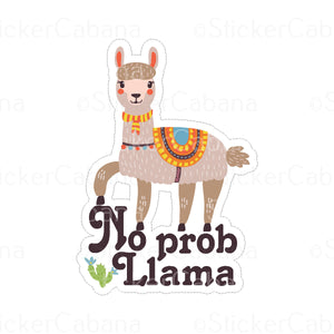 Sticker (Large & Small Options): "No Prob Llama"