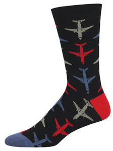 Airplanes - Black (Men's Bamboo Socks)