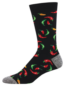 Hot Peppers - Black (Men's Bamboo Socks)