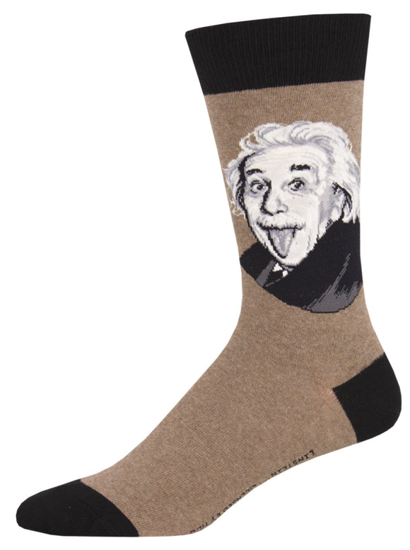 Einstein Portrait - Brown Heather (Men's Socks)