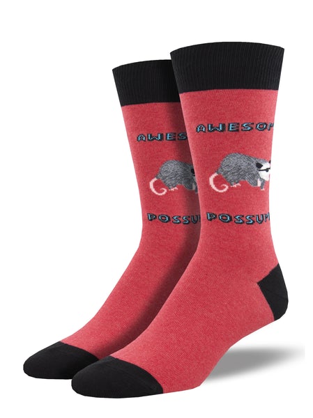 Awesome Possum - Red Heather (Men's Socks)