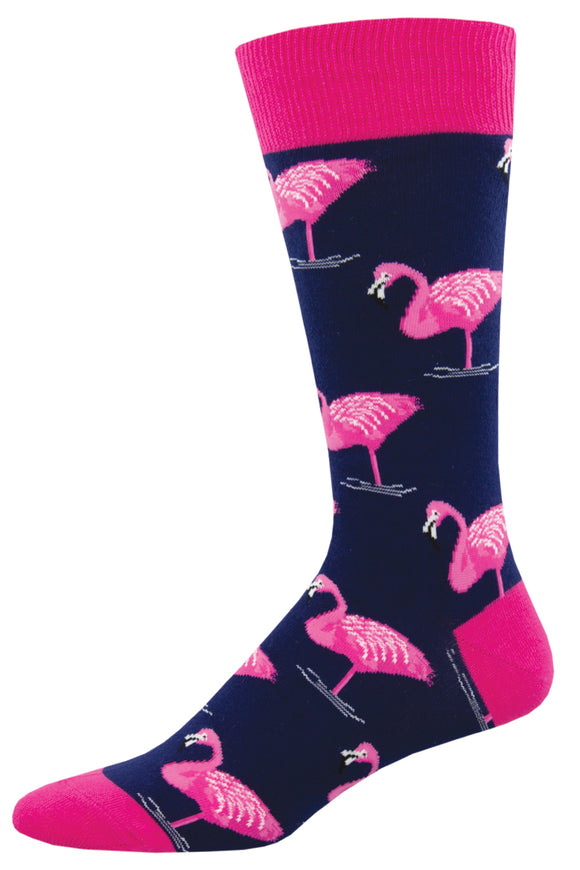 Flamingos - Navy (Men's Socks)