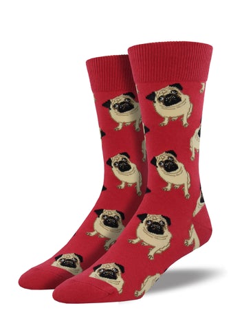 Pugs - Terracotta Red (Men's Socks)