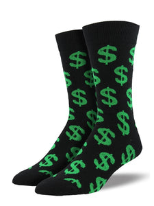 Cha-Ching! Dollar Signs - Black (Men's Socks)