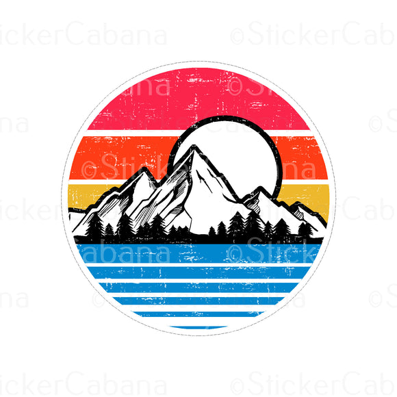Sticker (Large & Small Options): Mountains, Ocean, & Sun