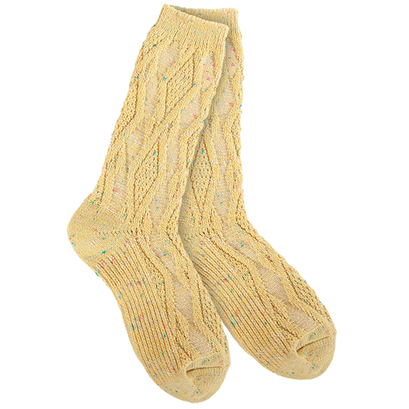 Weekend Cable Crew - Yellow Confetti (Women's Socks)