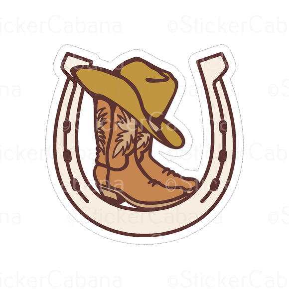 Sticker (Large): Horseshoe, Cowboy Boot, & Hat
