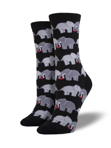 Elephant Love - Black (Women's Socks)