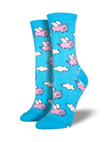 When Pigs Fly - Sky Blue (Women's Socks)