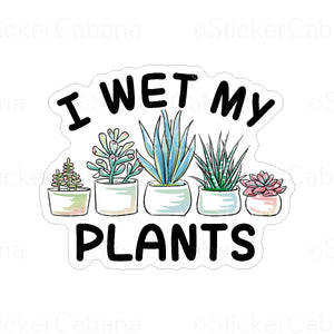 Sticker (Large & Small Options): "I Wet My Plants" Succulents