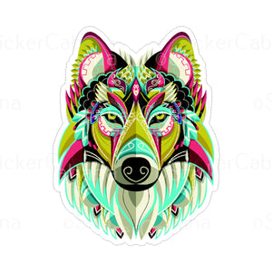 Sticker (Large): Colorful Wolf