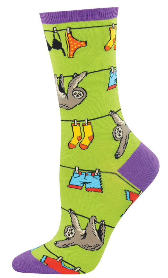 Sloths On A Line - Green (Women's Socks)