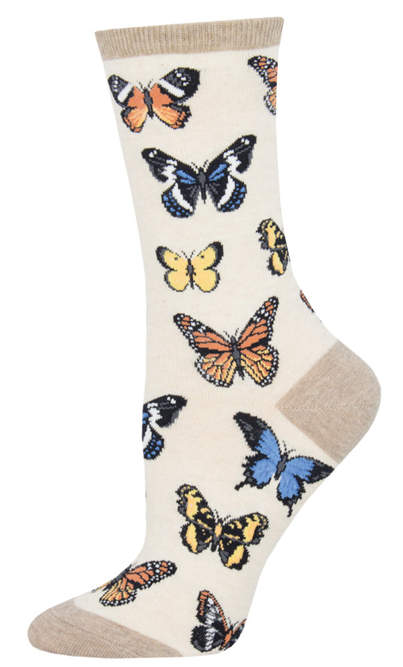 Majestic Butterflies - Ivory Heather (Women's Socks)