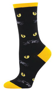 Black Cat Eyes - Black (Women's Socks)