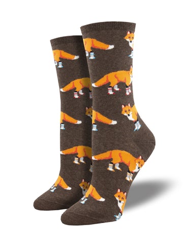 Socksy Foxes - Brown Heather (Women's Socks)