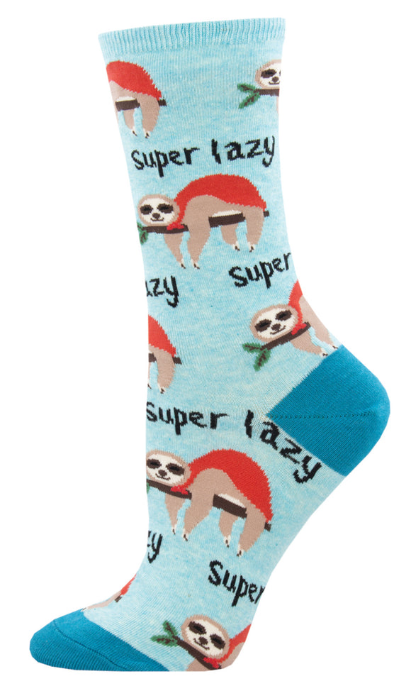 Super Lazy Sloths - Blue Heather (Women's Socks)