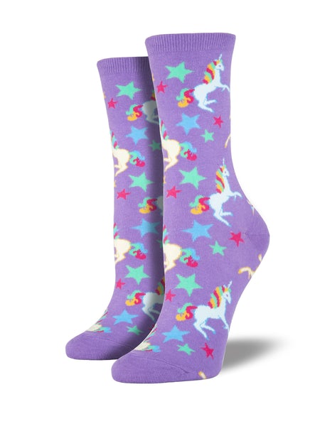 Unicorns & Stars - Bright Purple (Women's Socks)
