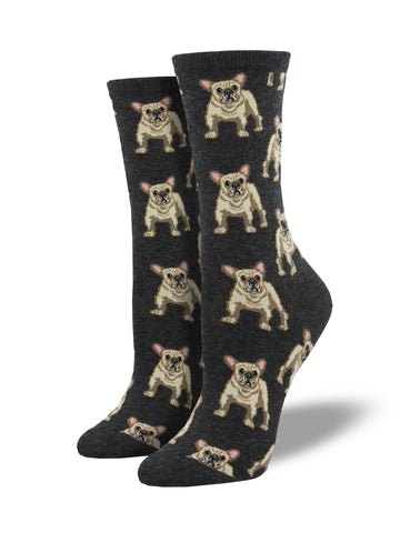 French Bulldog - Charcoal Heather (Women's Socks)